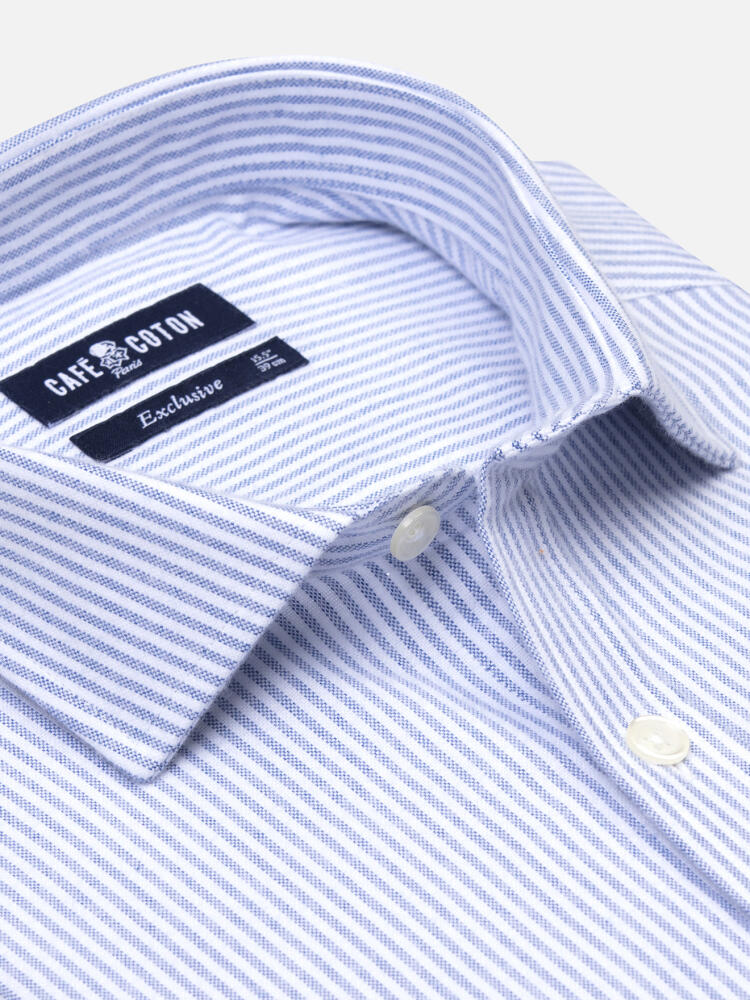 Grab blue brushed oxford slim fit shirt