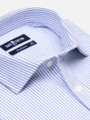 Grab blue brushed oxford slim fit shirt