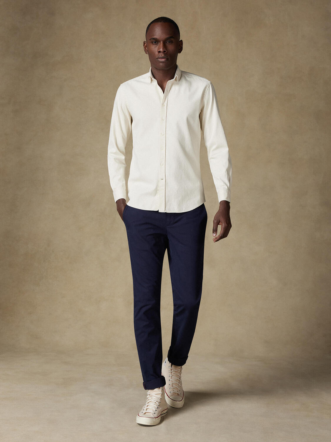 Chemise cintrée Gustav en denim écrue