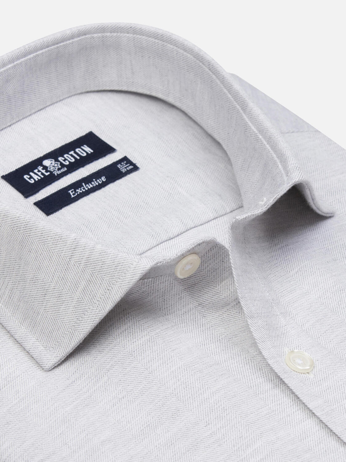 Hall grijs flanellen Slim fit overhemd