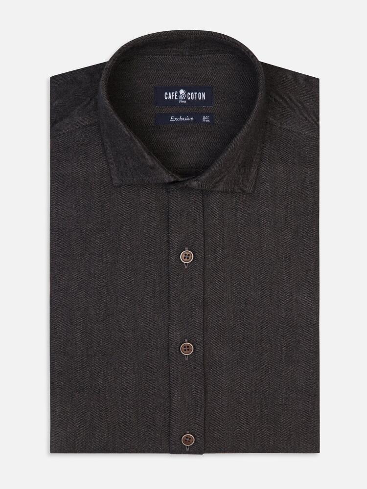 Hall anthracite flannel slim fit shirt