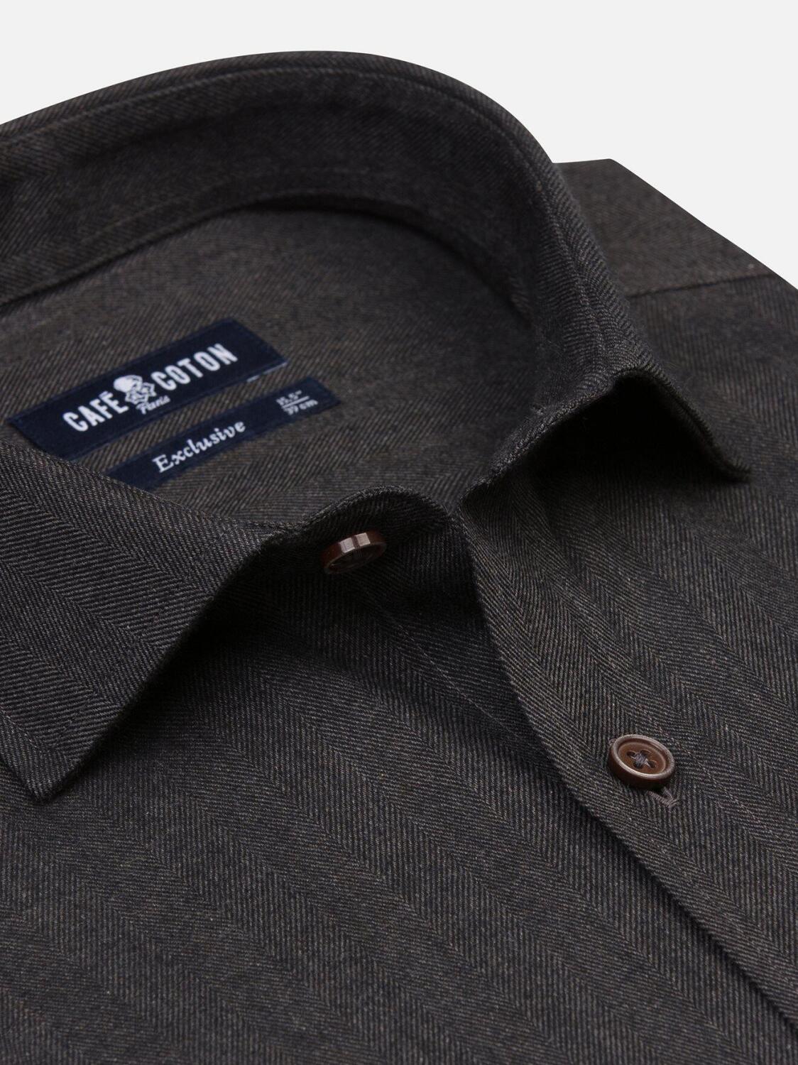 Chemise cintrée Hall anthracite en flanelle