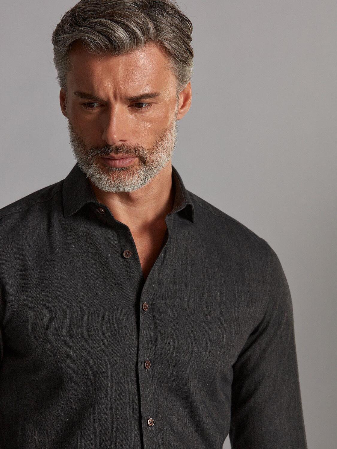 Chemise cintrée Hall anthracite en flanelle