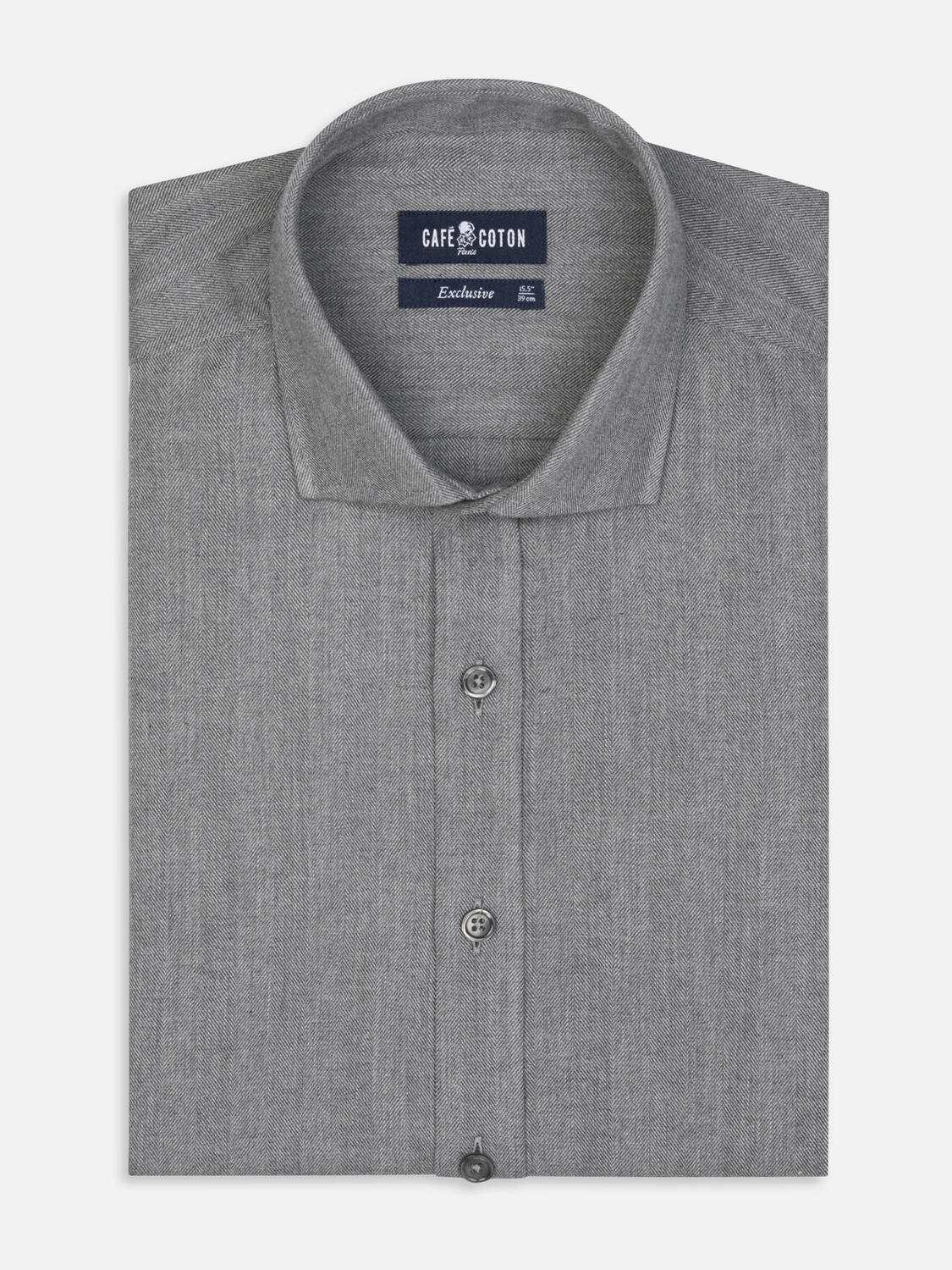 Camicia slim fit Hall in flanella carbone