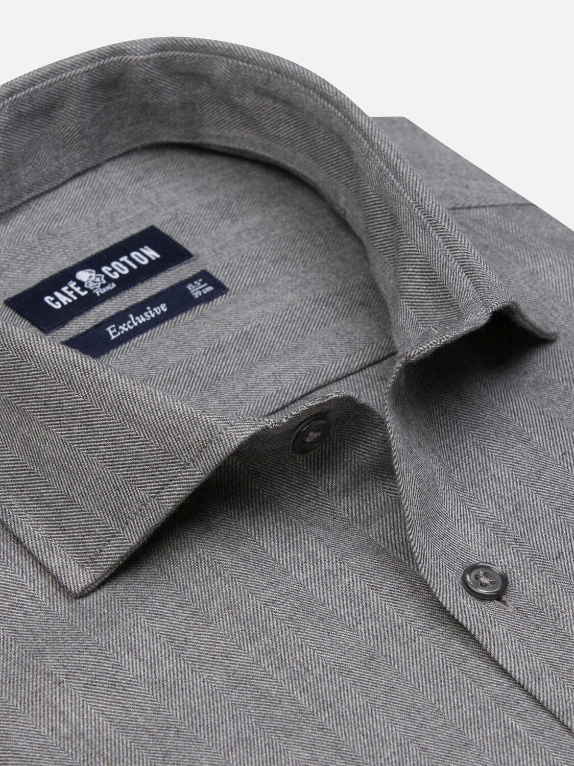 Camicia slim fit Hall in flanella carbone