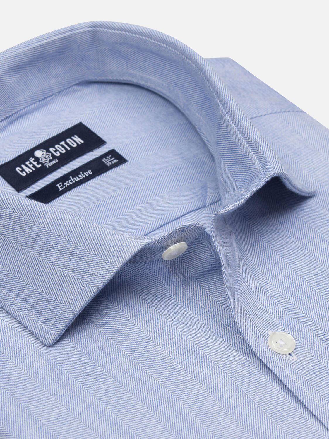 Chemise cintrée Hall en flanelle ciel