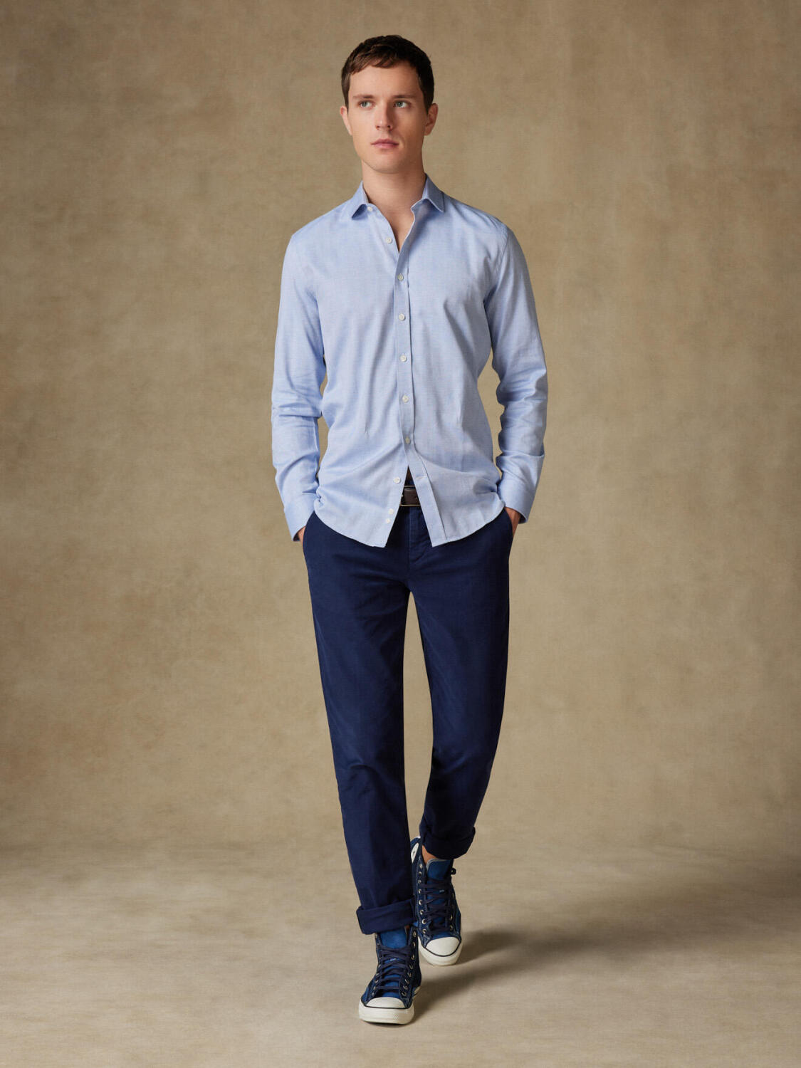 Chemise cintrée Hall en flanelle ciel