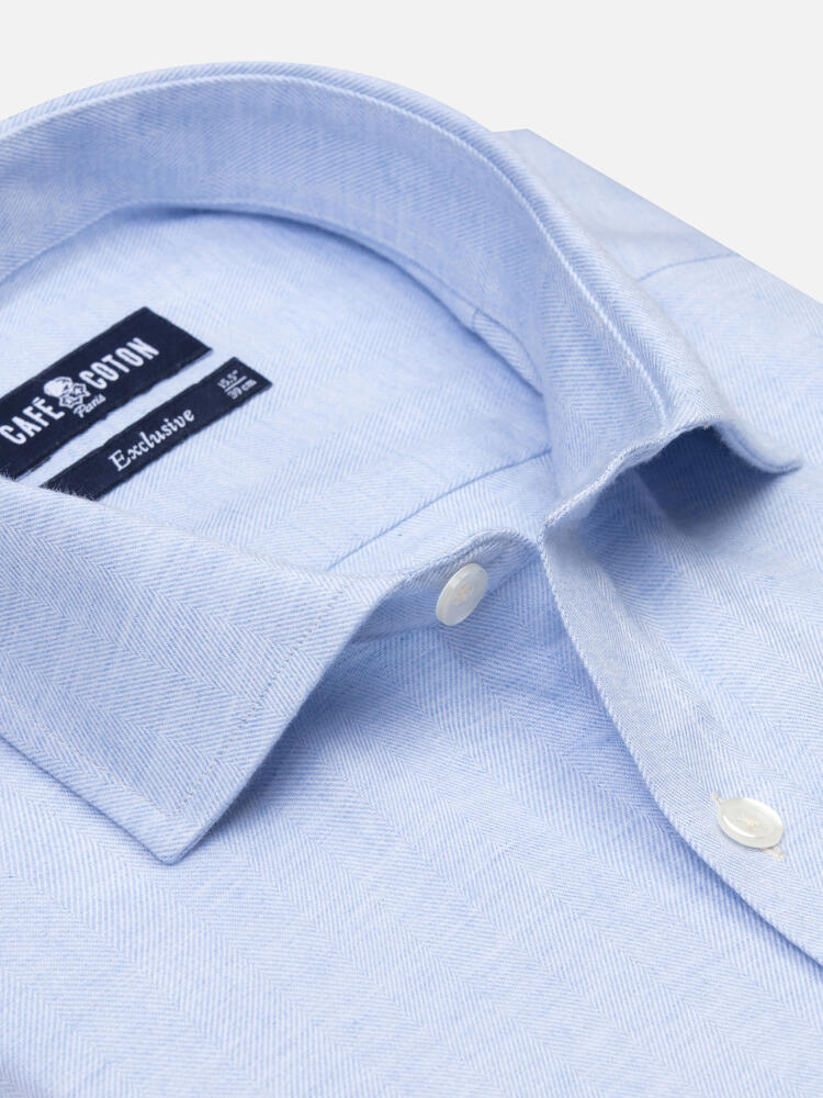 Hall sky blue flannel slim fit shirt