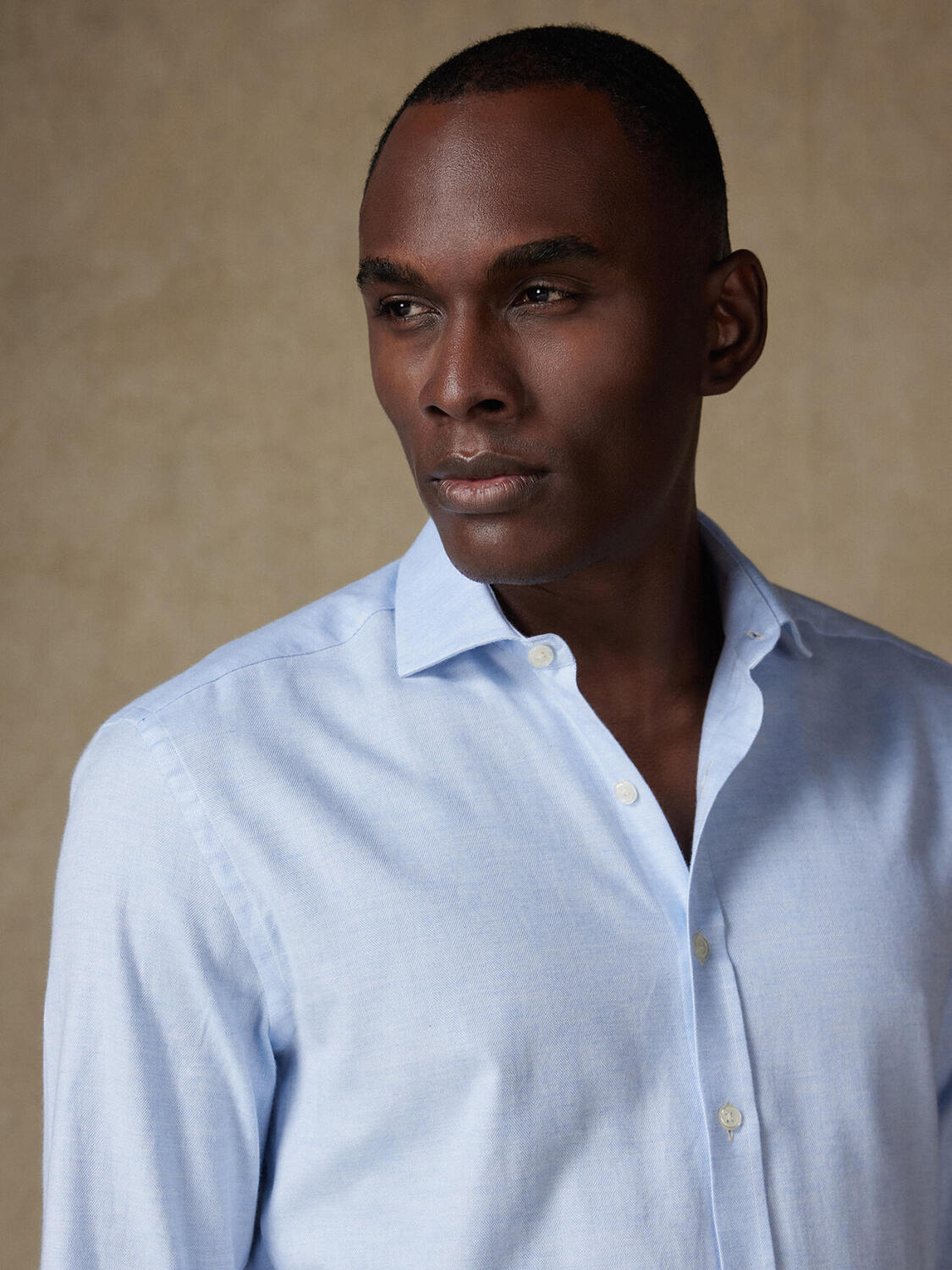 Camicia slim fit di flanella Hall celeste