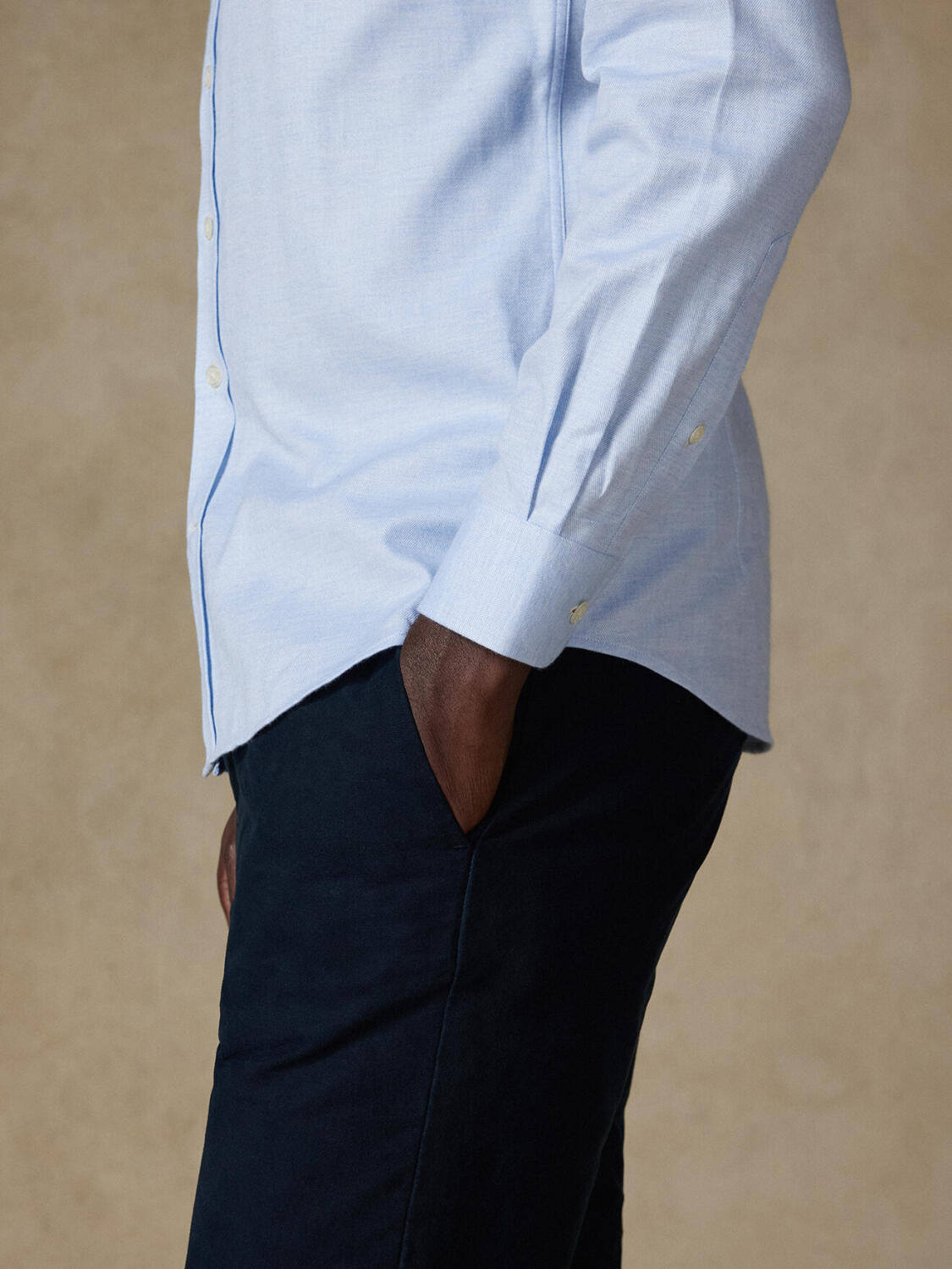 Camicia slim fit di flanella Hall celeste