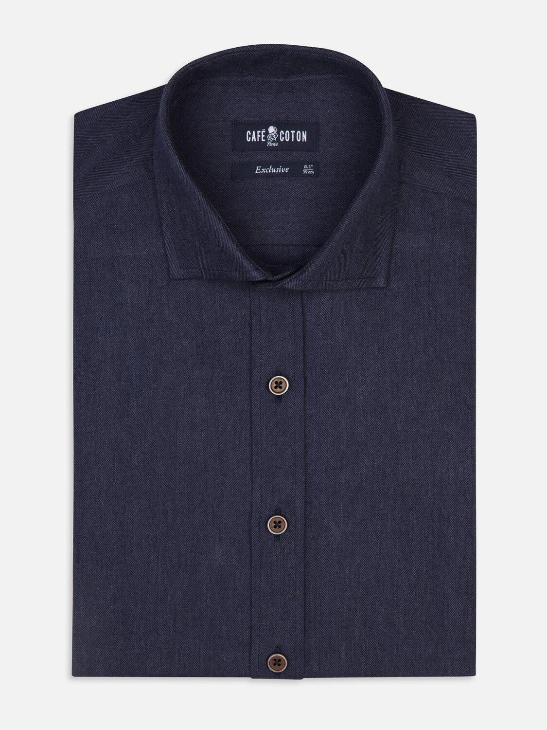Chemise cintrée Hall marine en flanelle