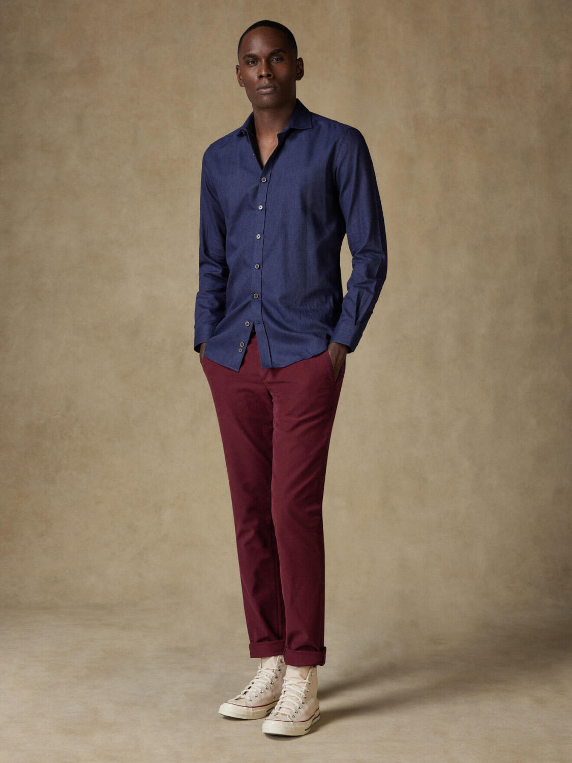 Hall marine flanellen Slim fit overhemd