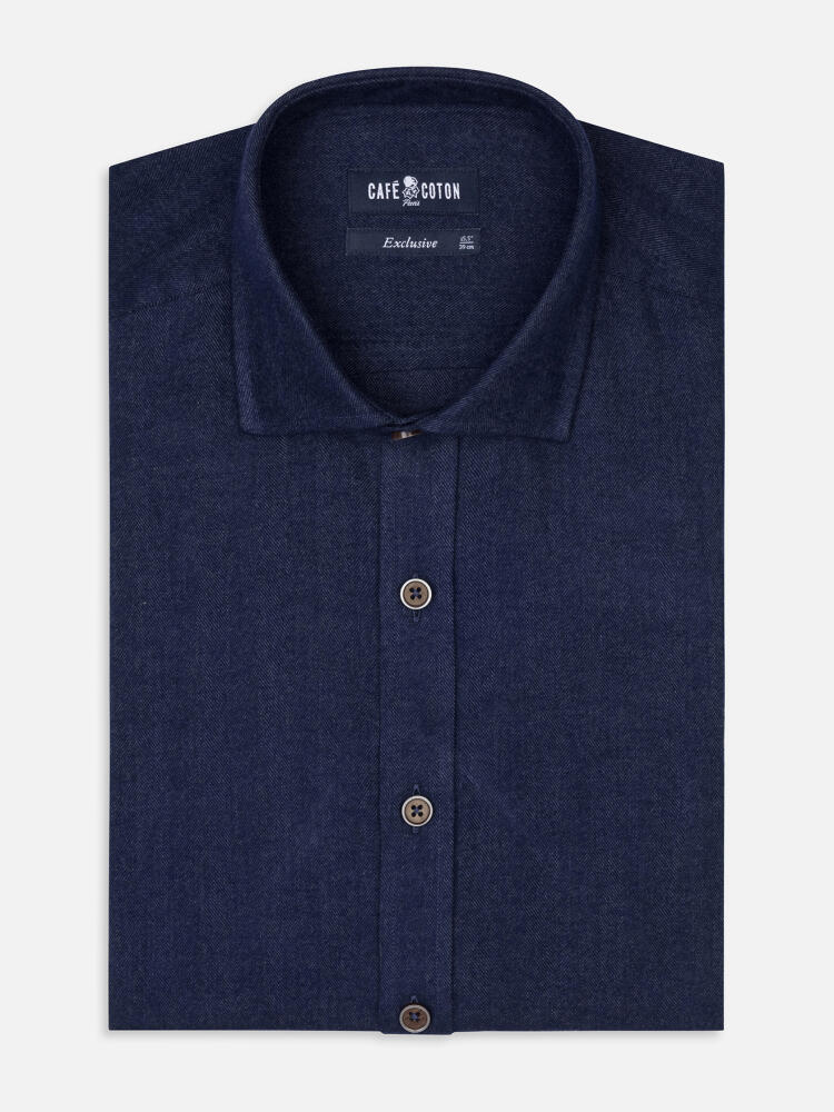 Hall navy flannel slim fit shirt