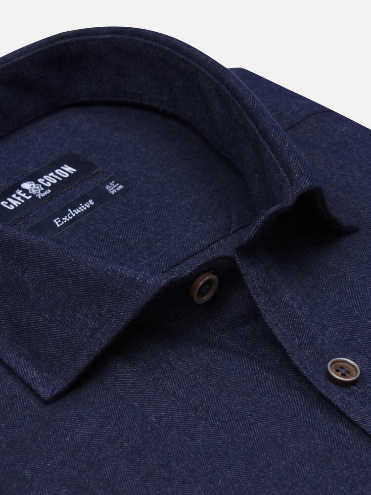 Hall navy flannel slim fit shirt