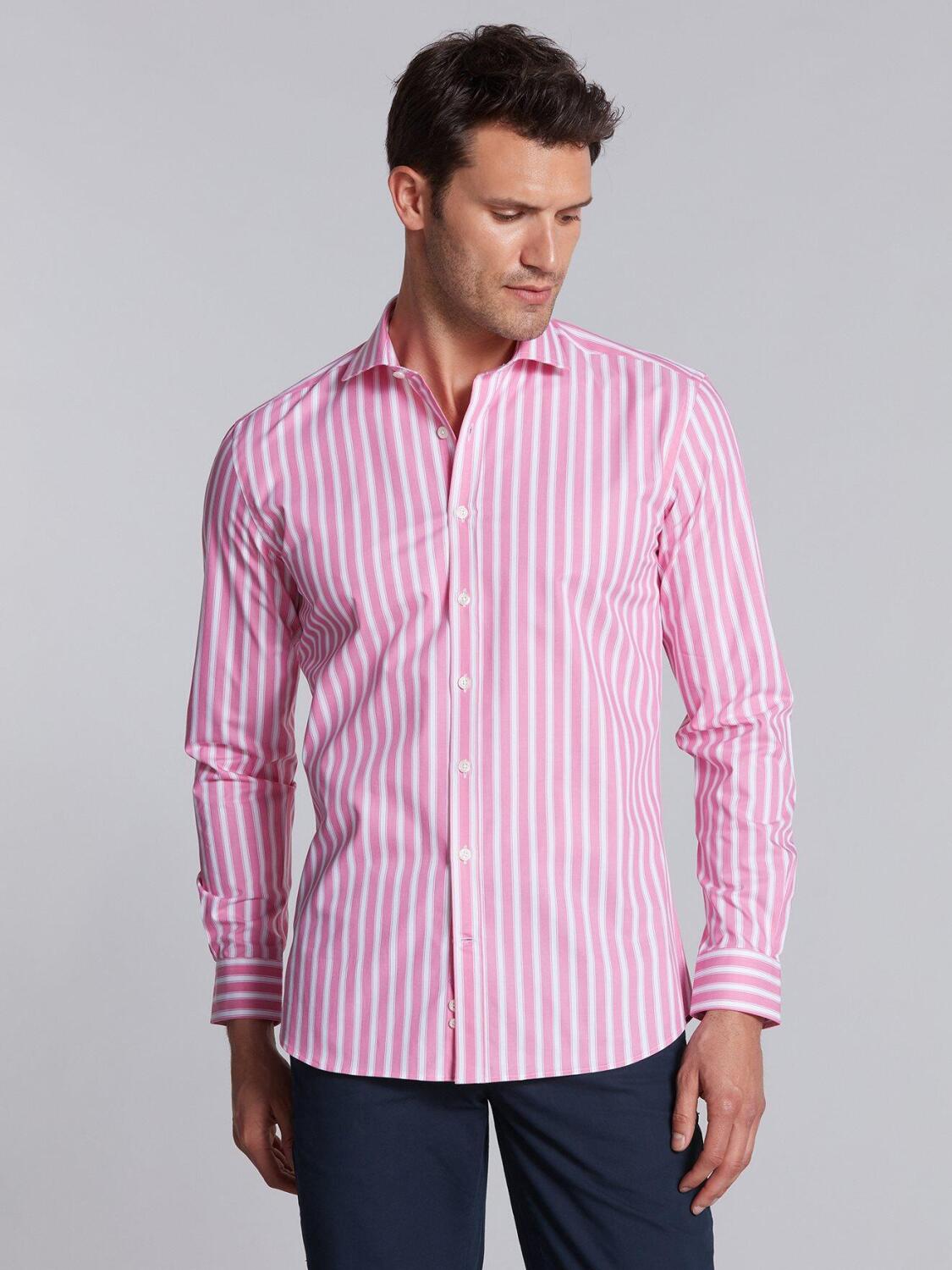 Chemise cintr&eacute;e Harvey &agrave; rayures roses