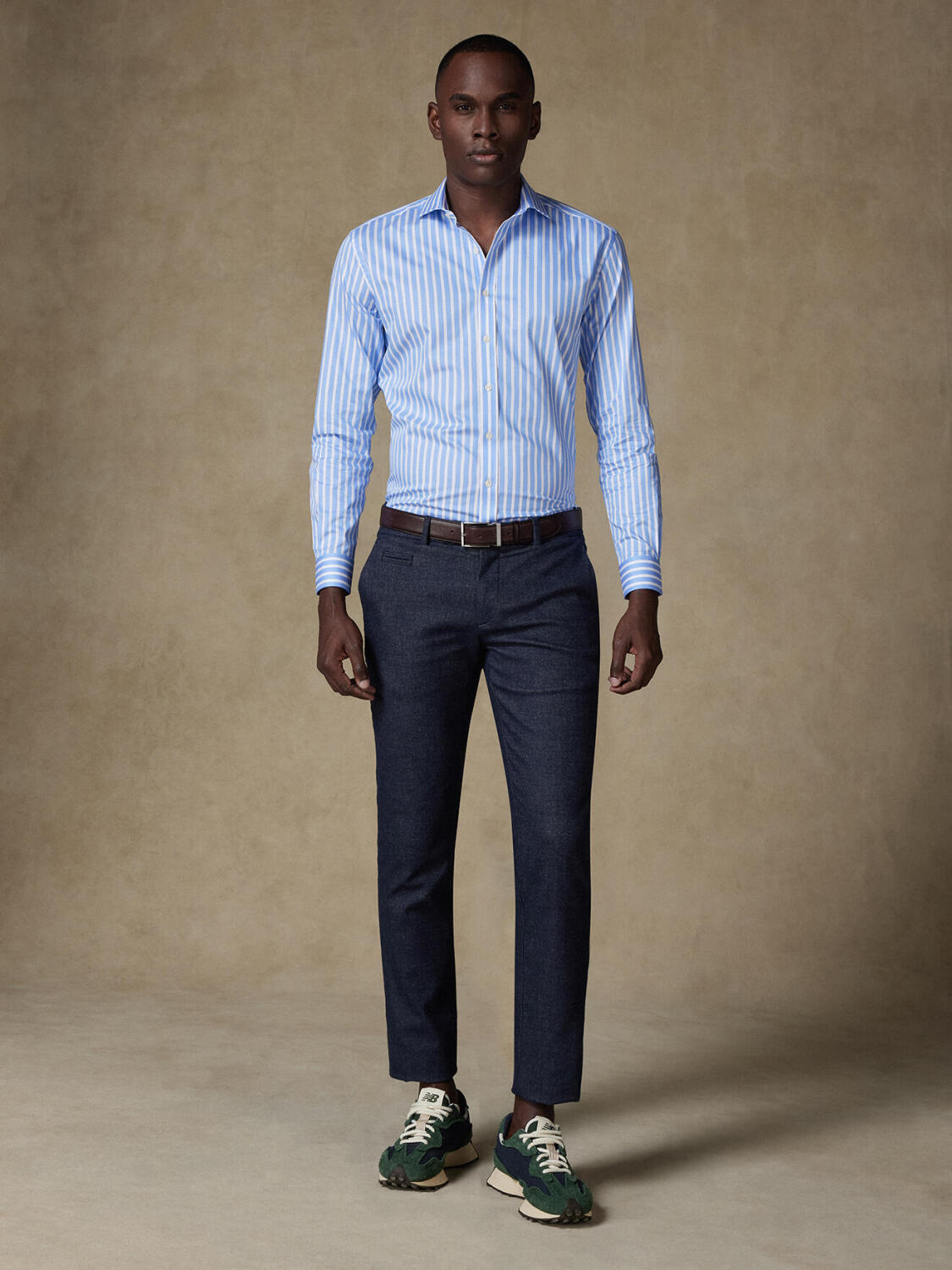 Camicia slim fit Herb a righe celesti