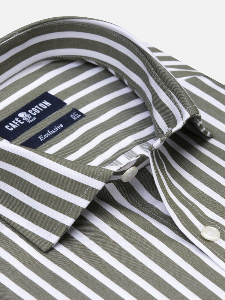 Camisa ajustada Herb rayas caqui