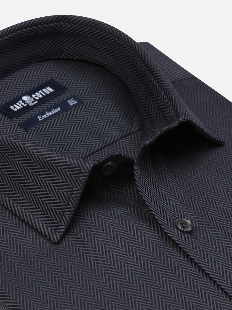 Chemise cintrée en Chevron anthracite