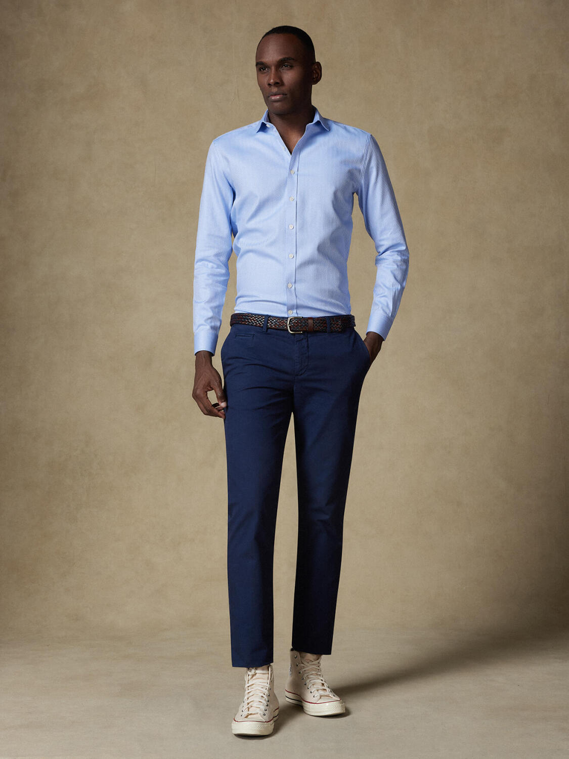 Howson tailliertes Hemd in himmelblau Fischgrät