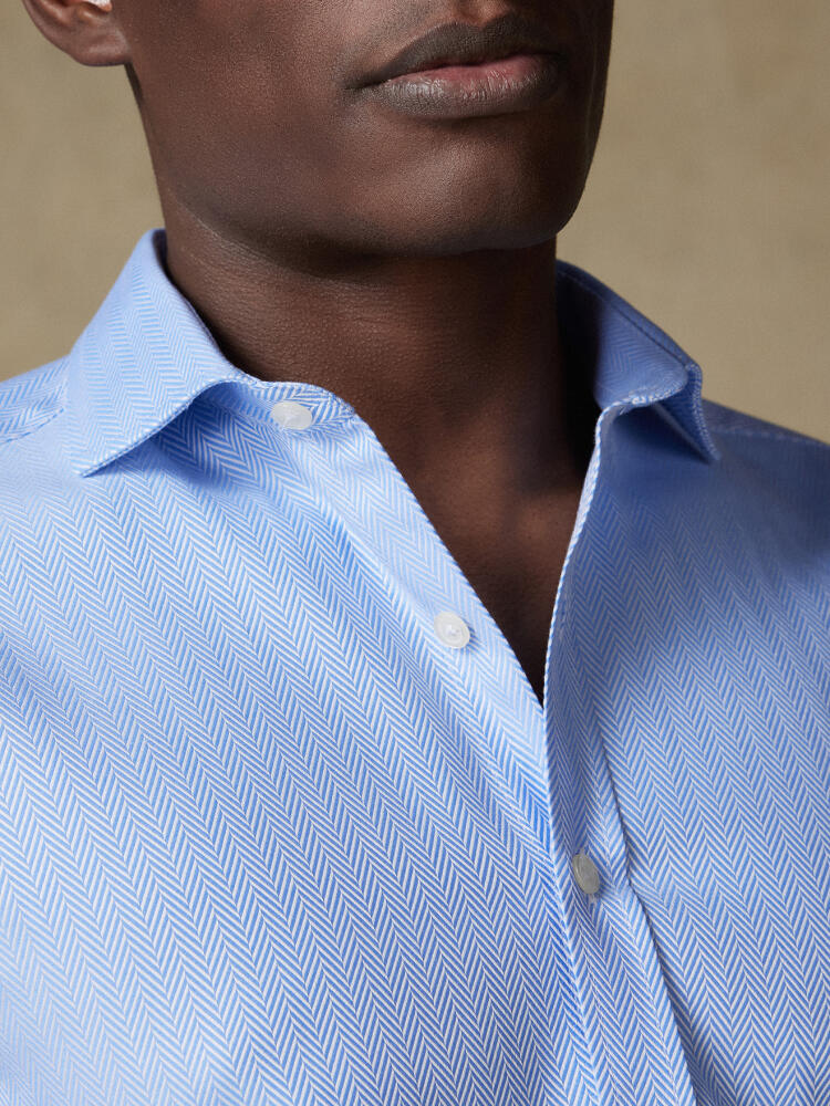 Camicia slim Howson a spina di pesce celeste