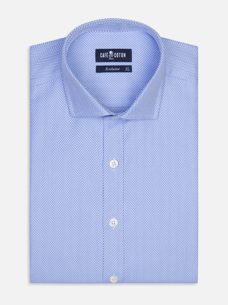 Camicia slim Howson a spina di pesce celeste