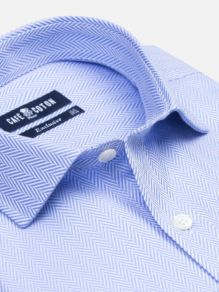 Camicia slim Howson a spina di pesce celeste