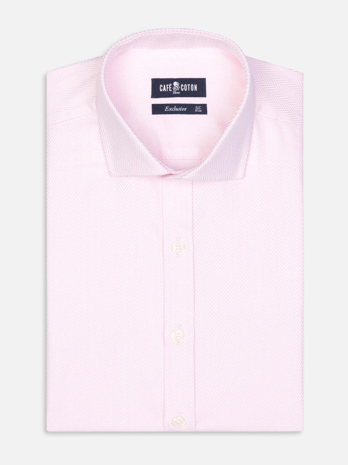 Pink Herringbone slim fit shirt