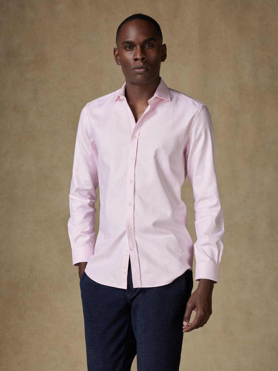 Pink Herringbone slim fit shirt