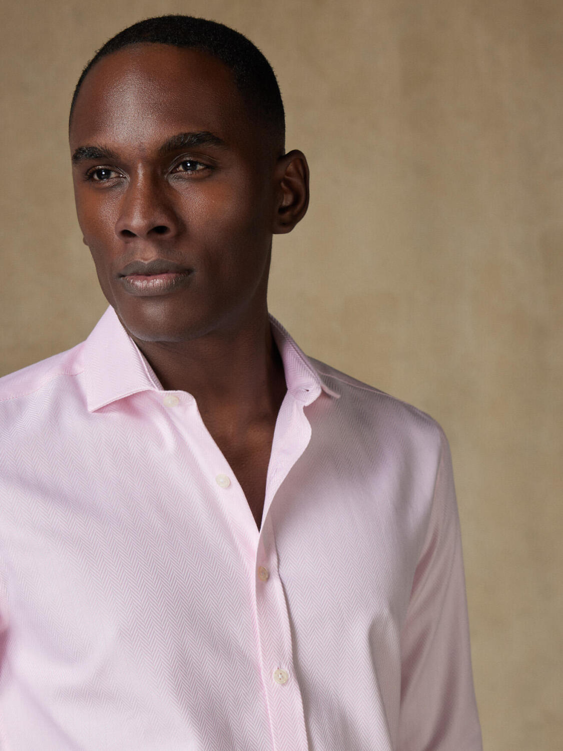 Pink Herringbone slim fit shirt