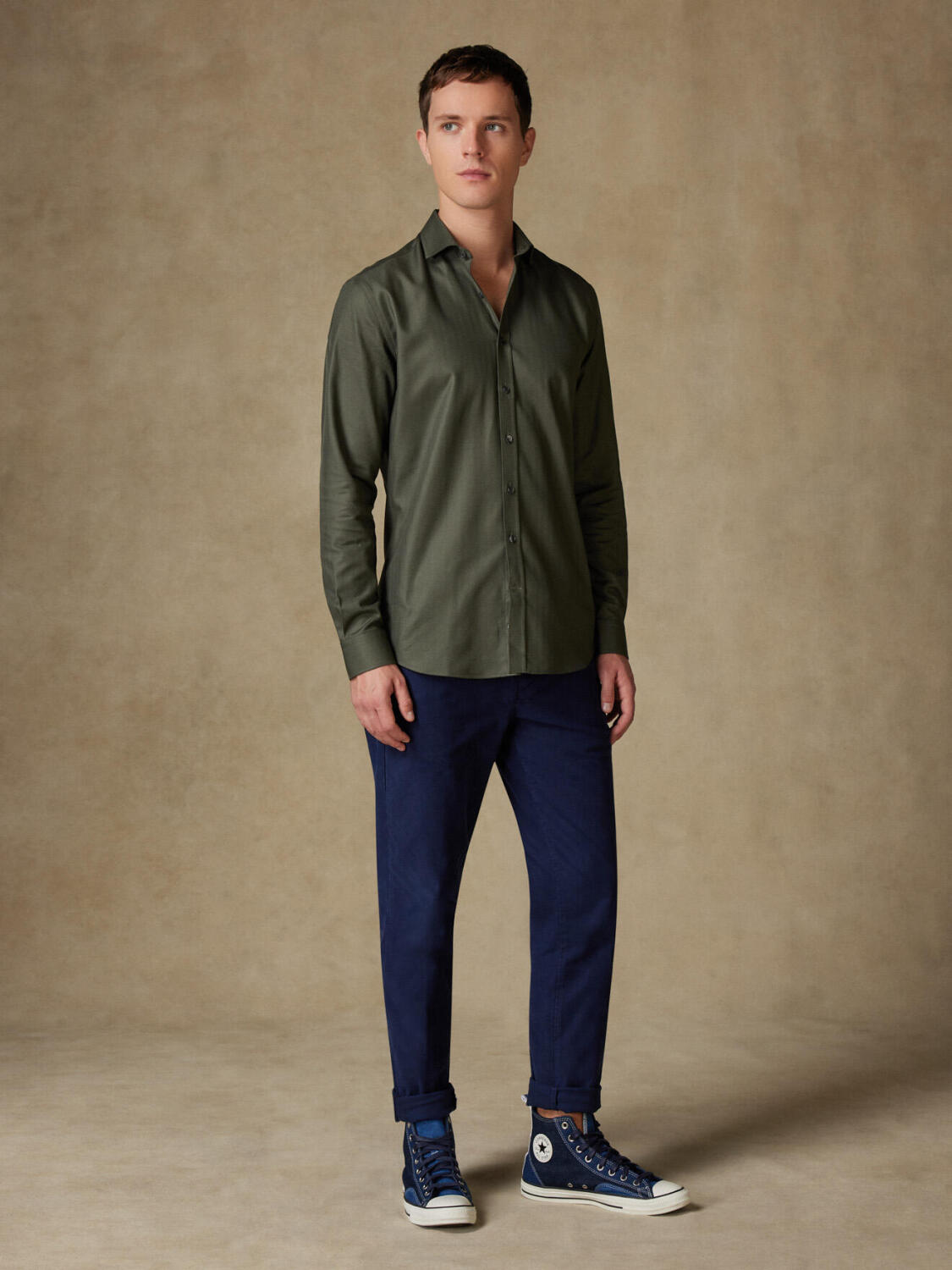 Camisa entallada Espiga Caqui