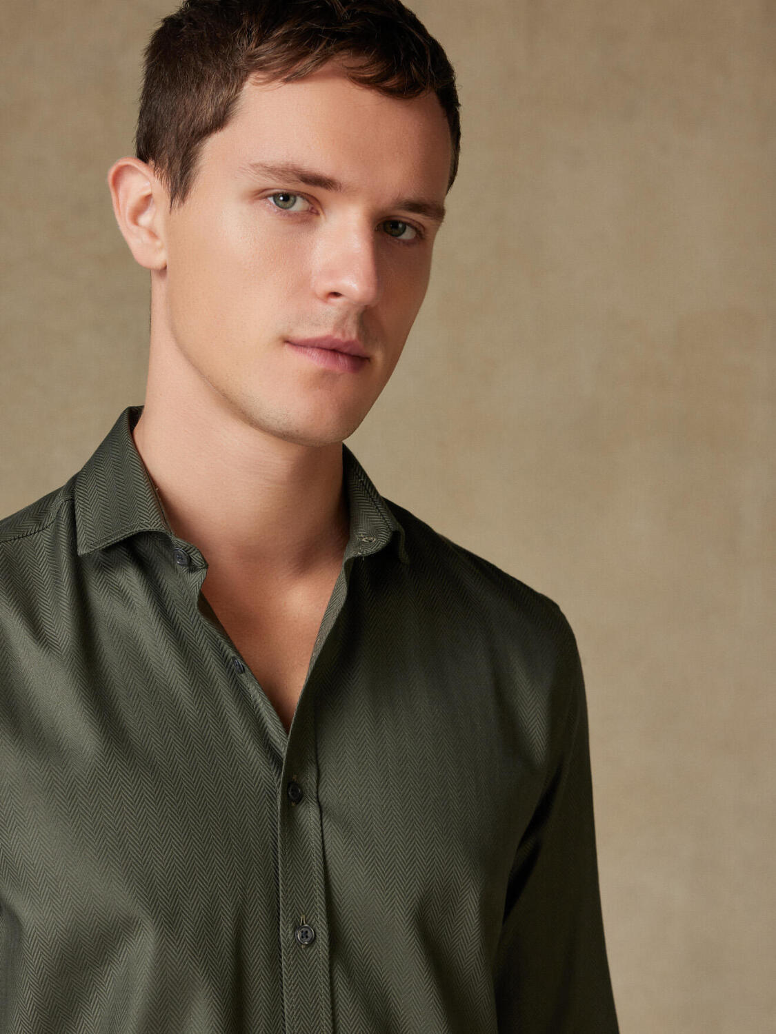 Camisa entallada Espiga Caqui