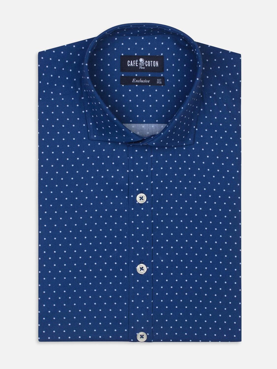 Chemise cintrée Hugo bleue à pois
