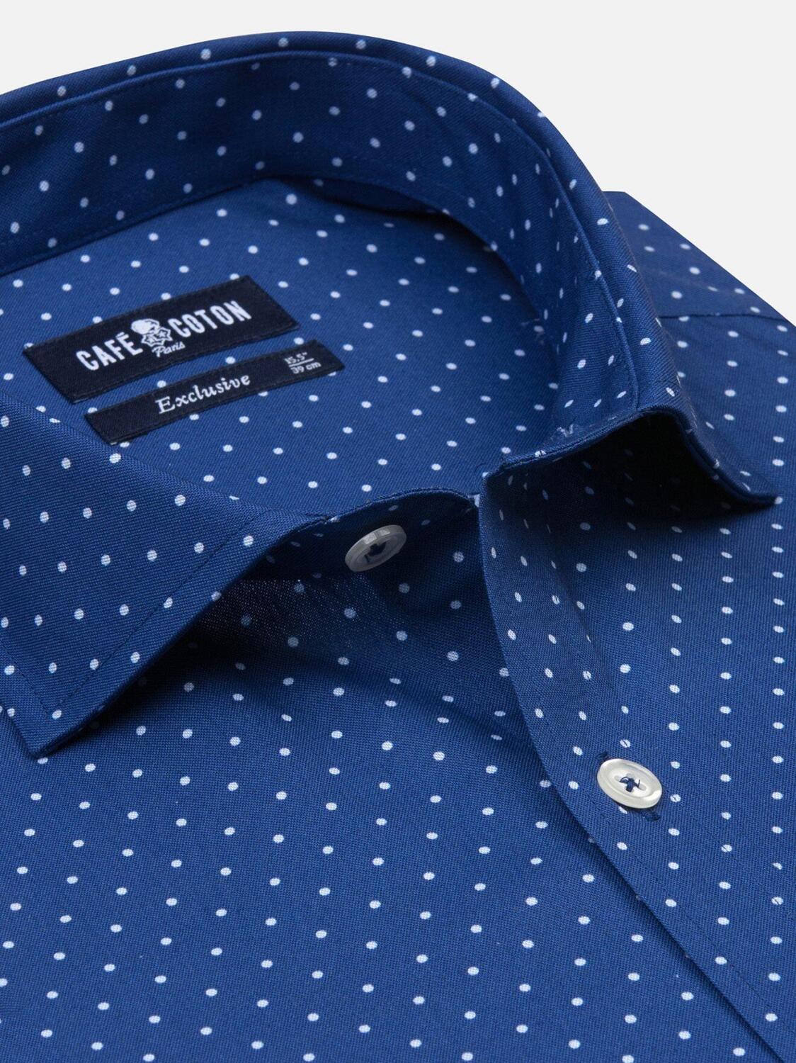 Chemise cintrée Hugo bleue à pois
