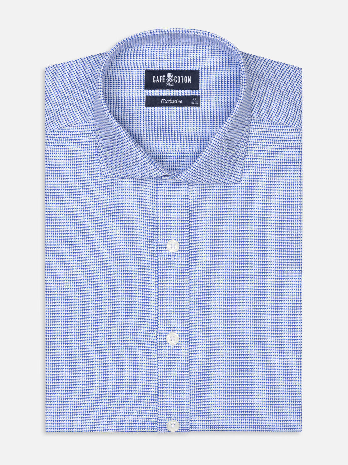 Camicia slim fit Jared in twill blu