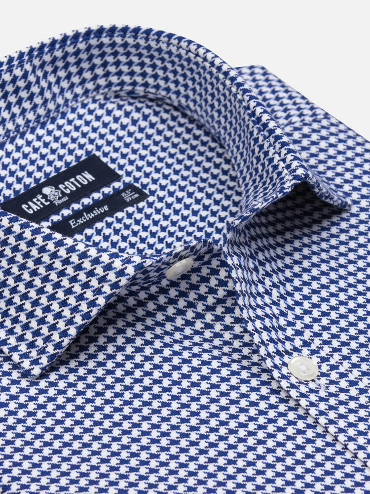 Camisa entallada Leelan, Azul marino texturizada