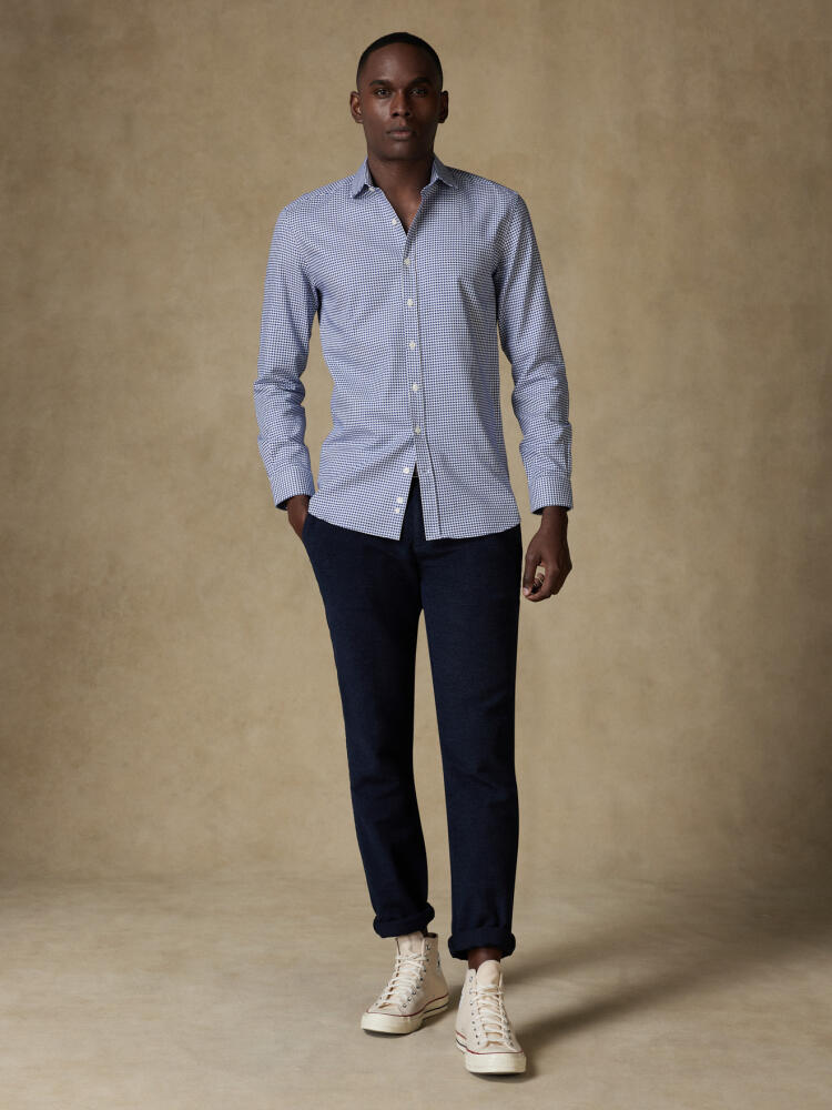 Leelan slim fit shirt, navy textured