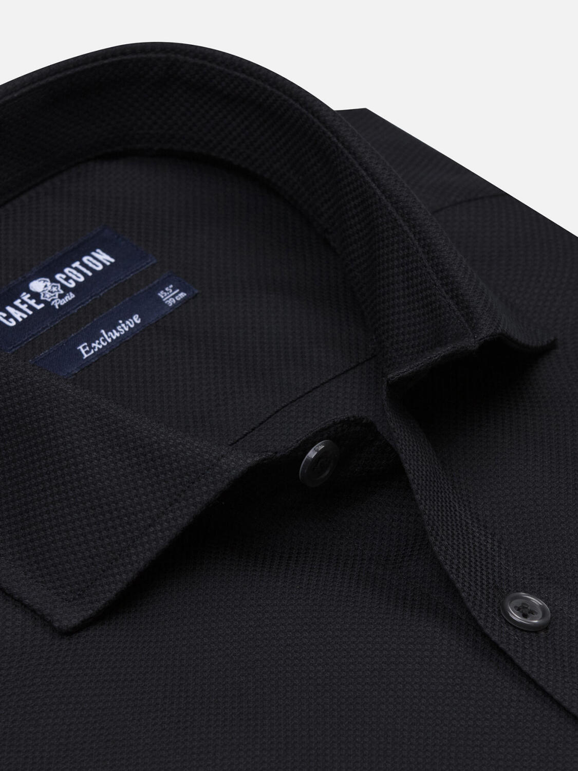 Camicia slim fit Leelan nera testurizzata