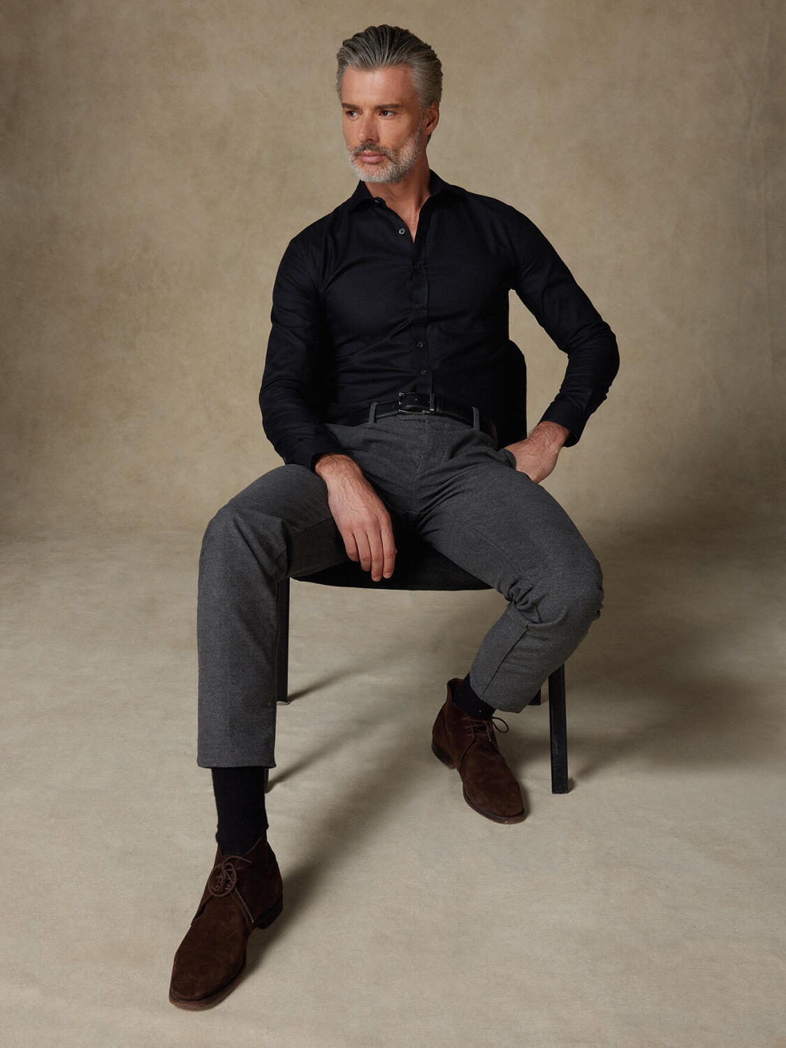 Camicia slim fit Leelan nera testurizzata