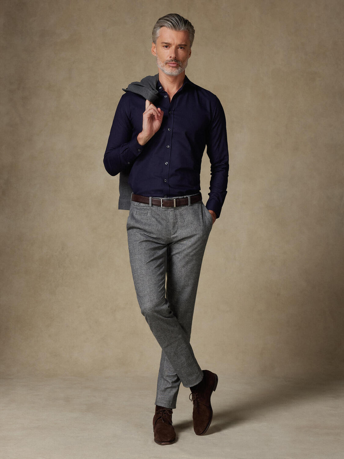 Camicia slim fit Leelan testurizzata blu navy