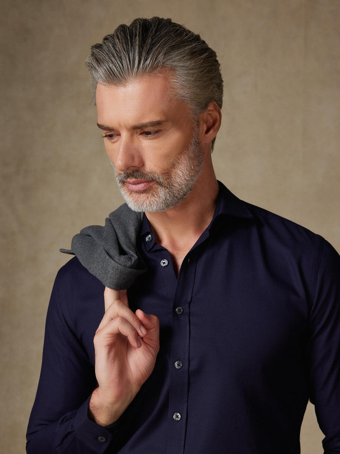 Camicia slim fit Leelan testurizzata blu navy