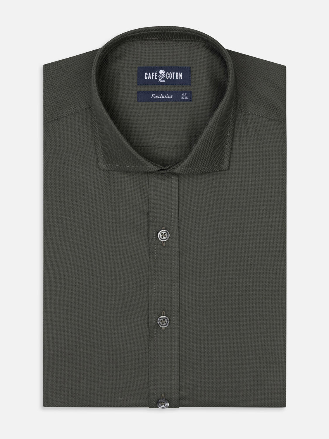 Camicia slim fit Leelan kaki testurizzata