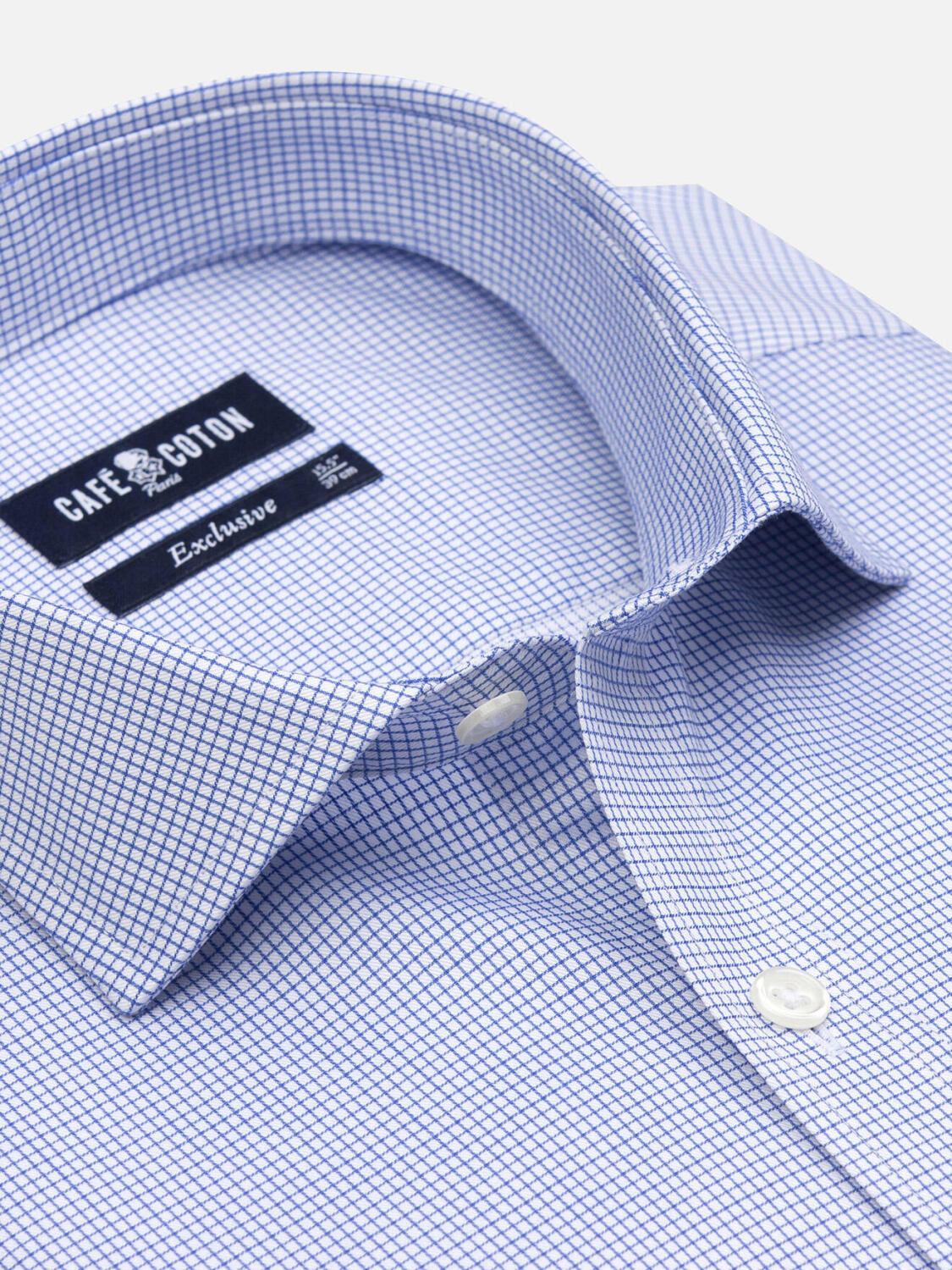 Overhemd slim Lenny met ruitjes blauw