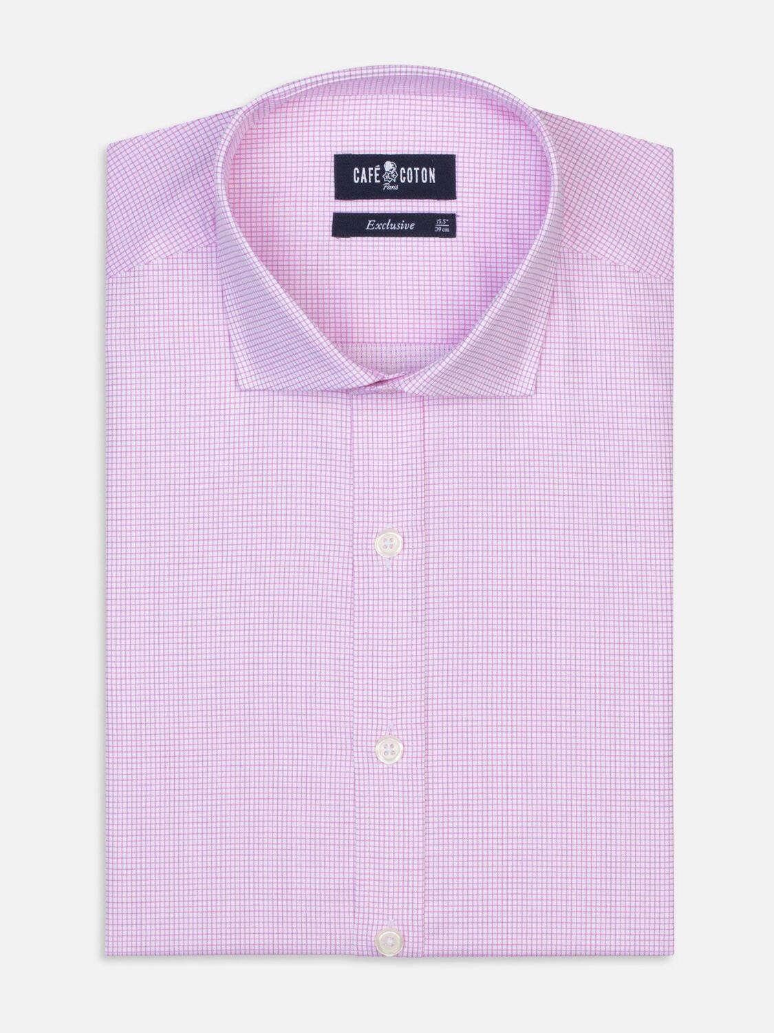 Lenny roze geruit slim-fit overhemd