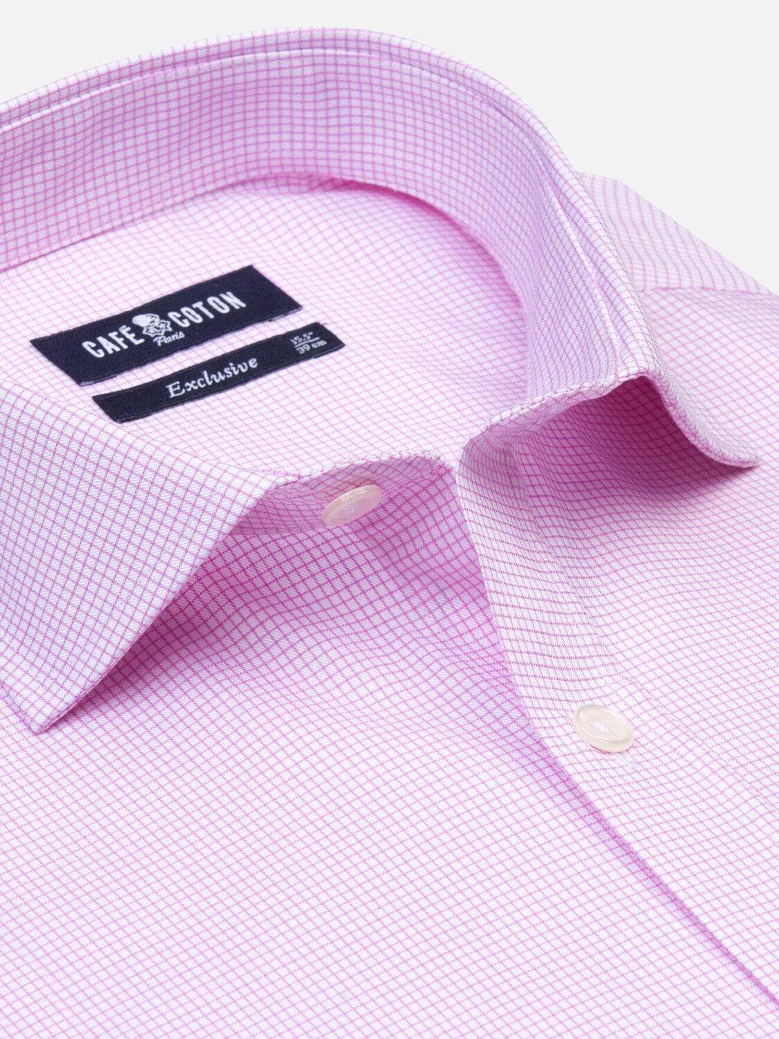 Lenny roze geruit slim-fit overhemd