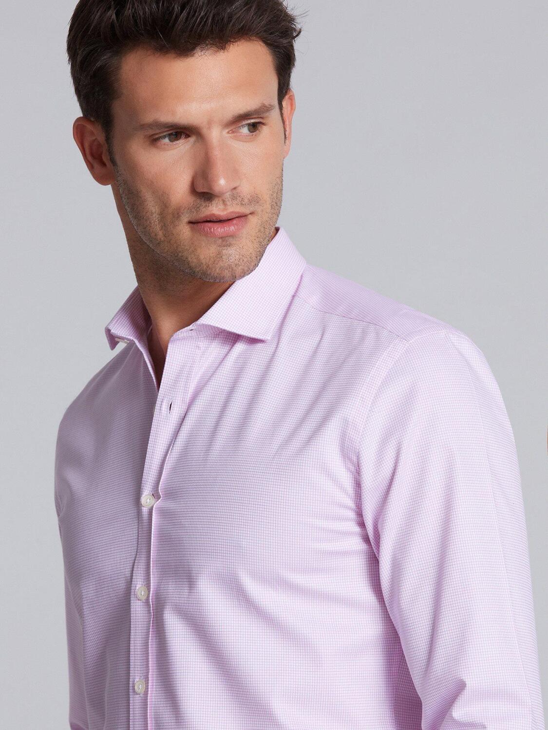 Lenny roze geruit slim-fit overhemd