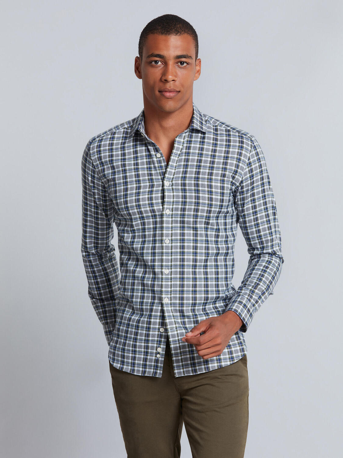 Leon khaki Slim Fit Hemd