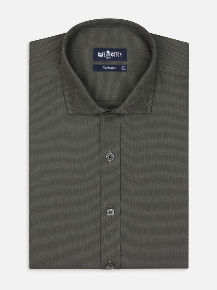 Lester slim fit shirt, khaki textured