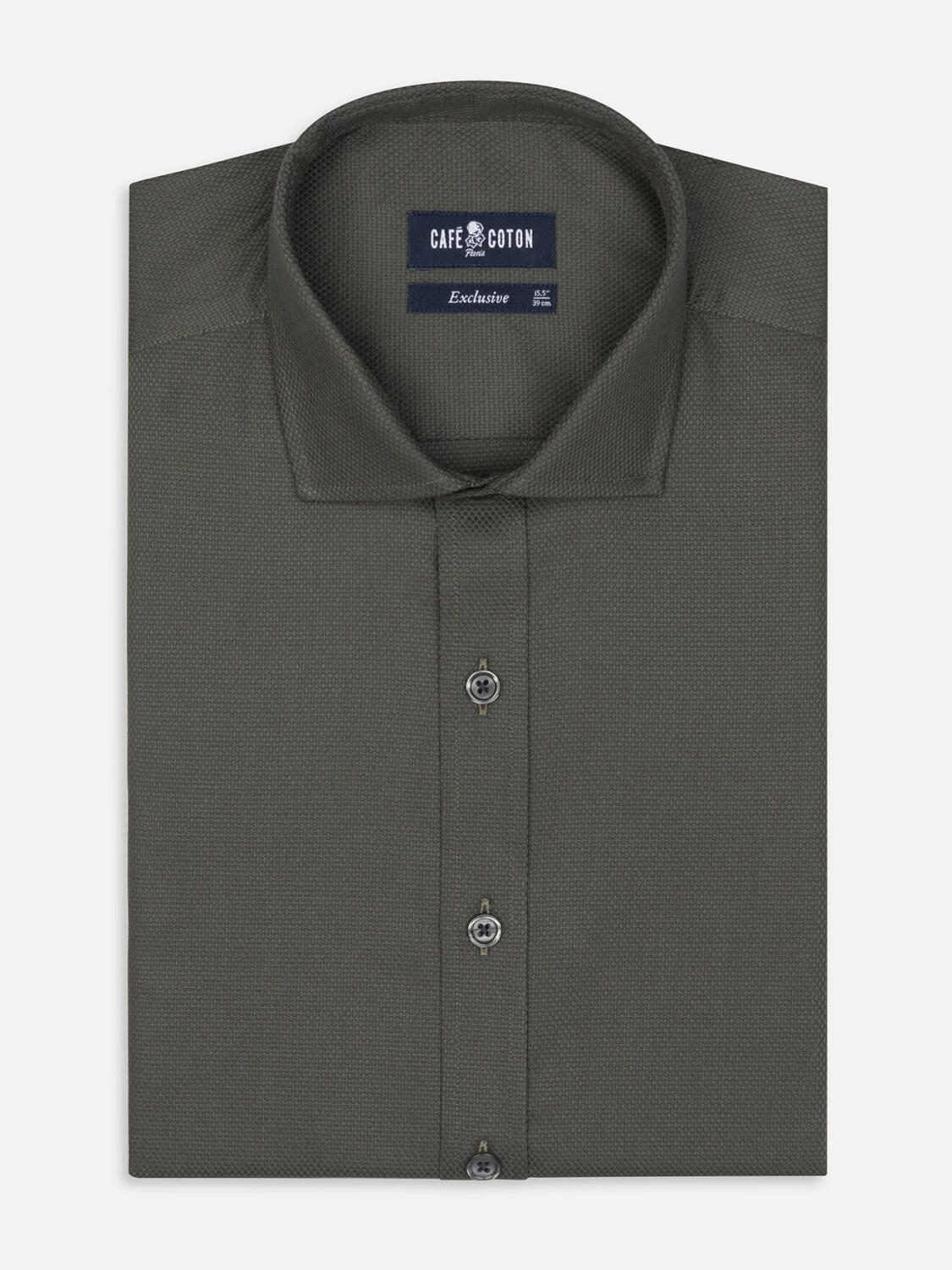 Camisa entallada Lester, Caqui texturizada