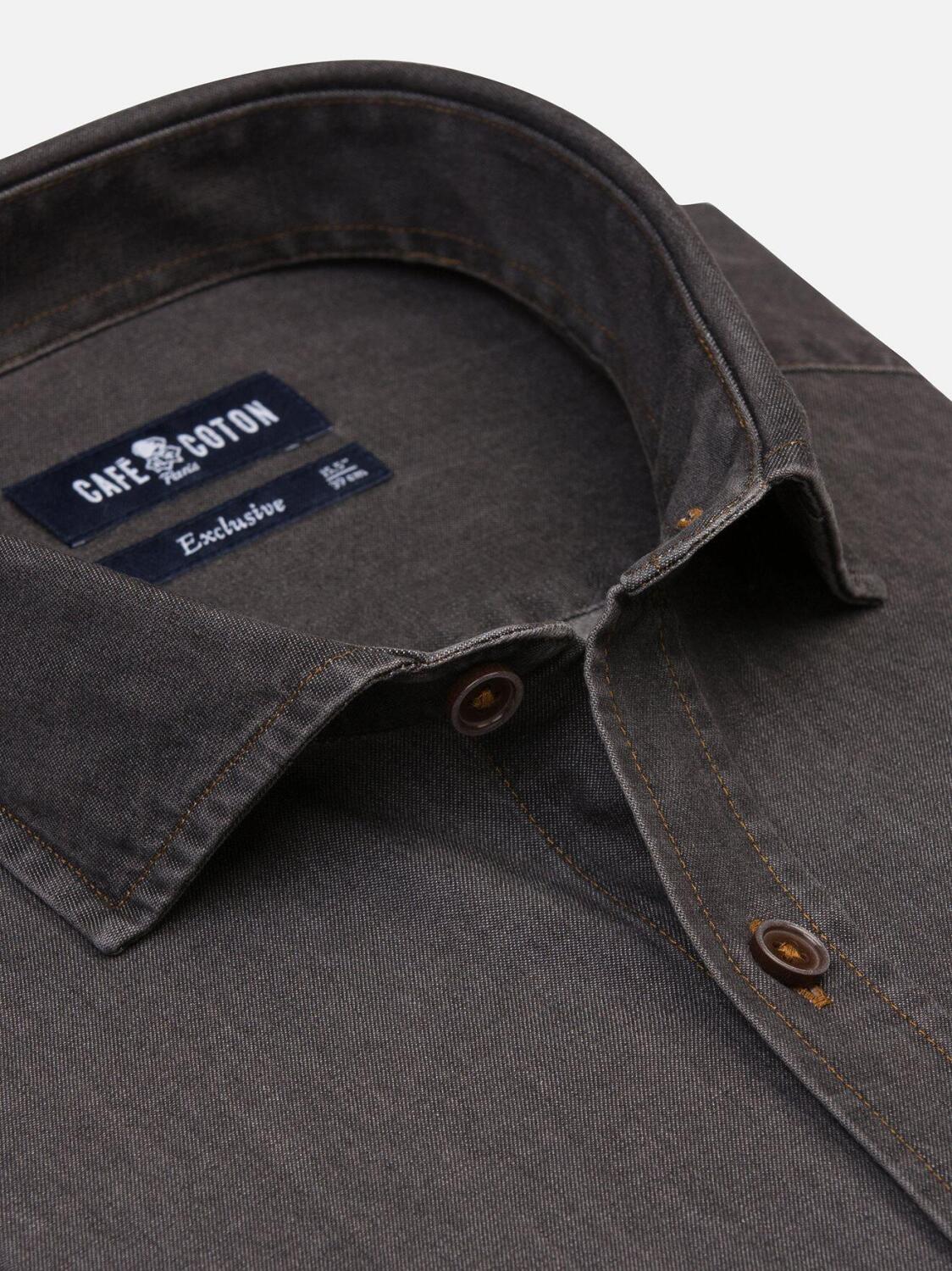 Chemise cintr&eacute;e Lou en denim anthracite