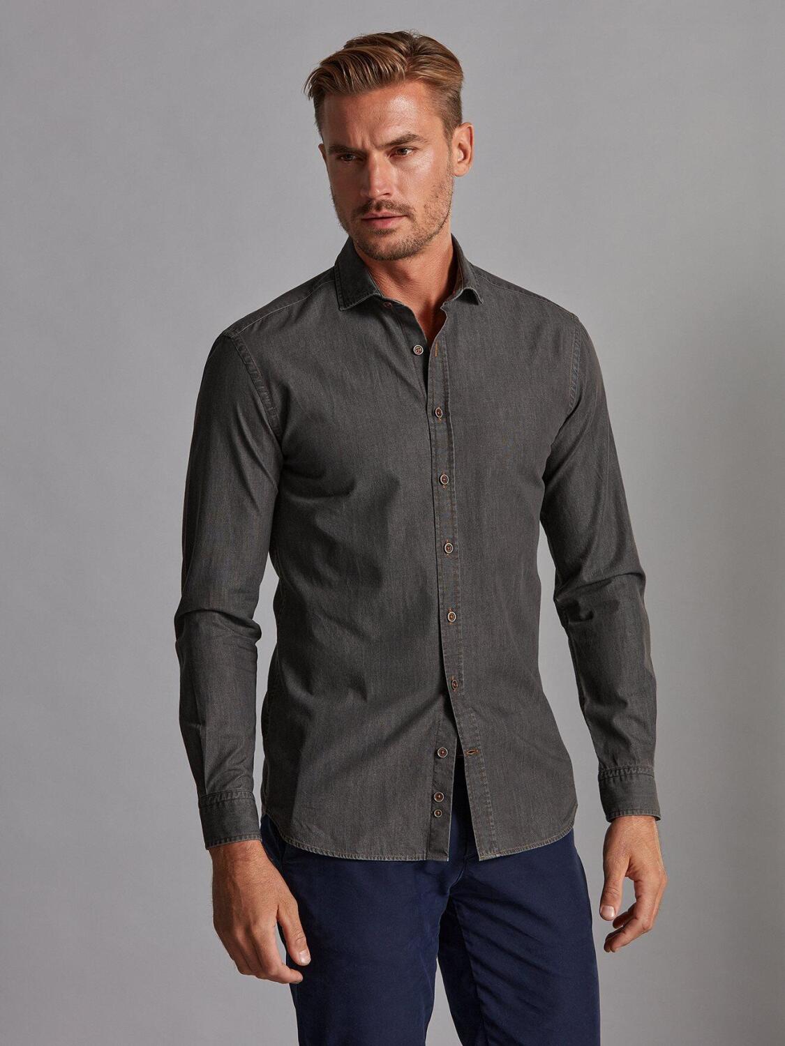Chemise cintr&eacute;e Lou en denim anthracite
